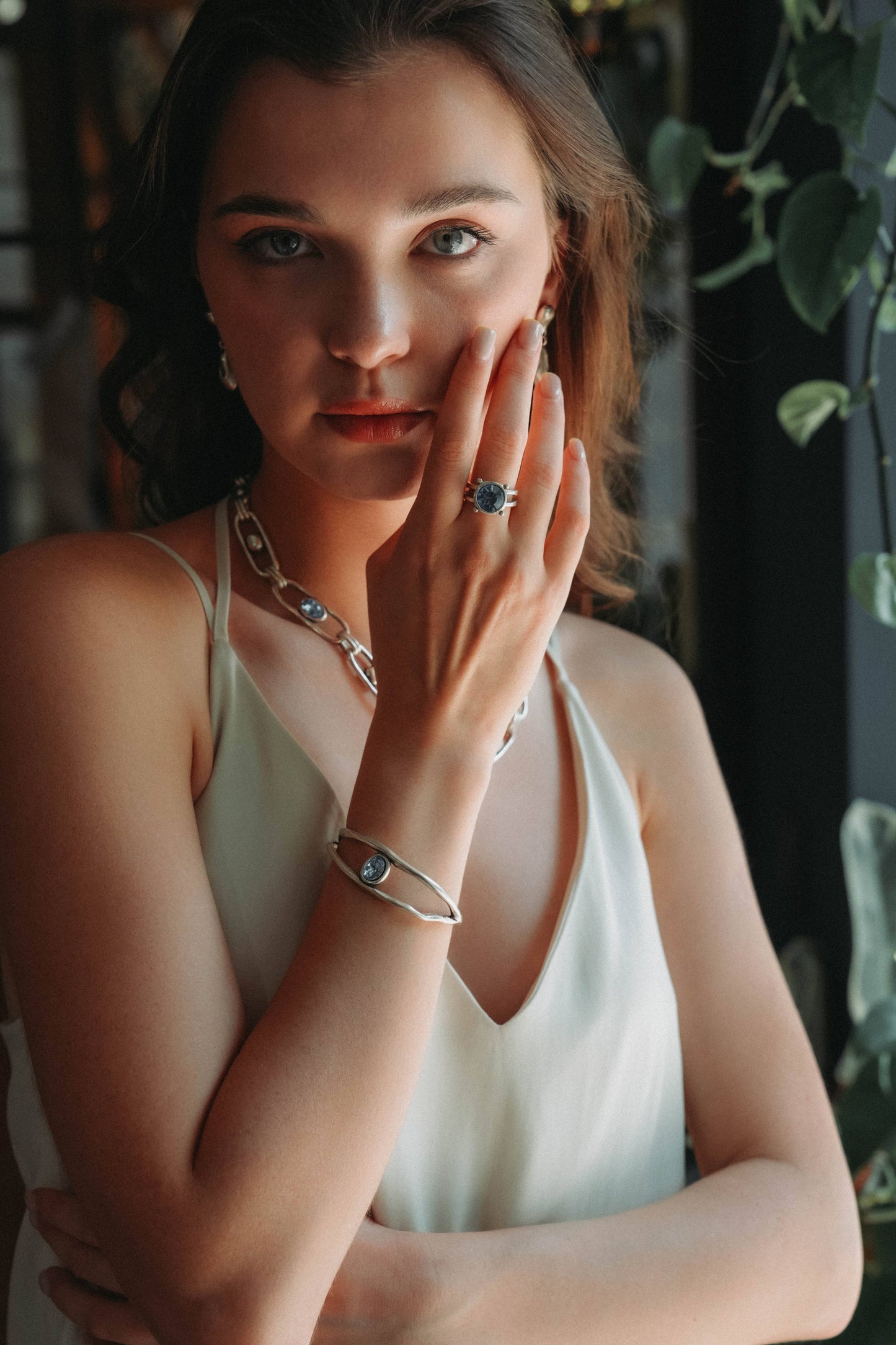 Handmade Crystal Brass Ring - 6838