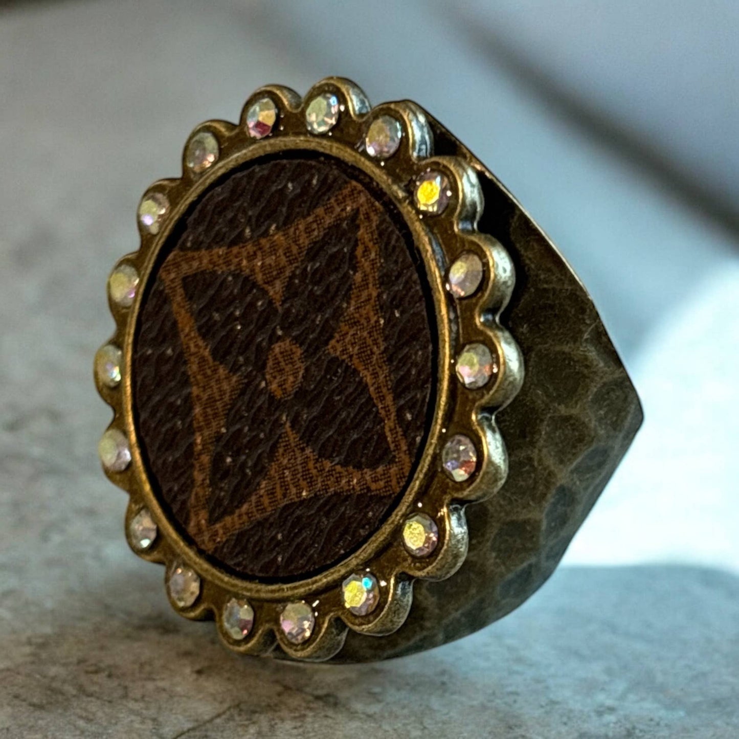 Round Rhinestone Ring, Up-cycled Round Ring