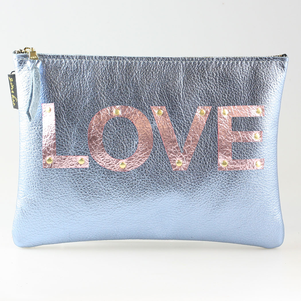 The Metallic Applique Carter: LOVE: Pewter w/Rose letters