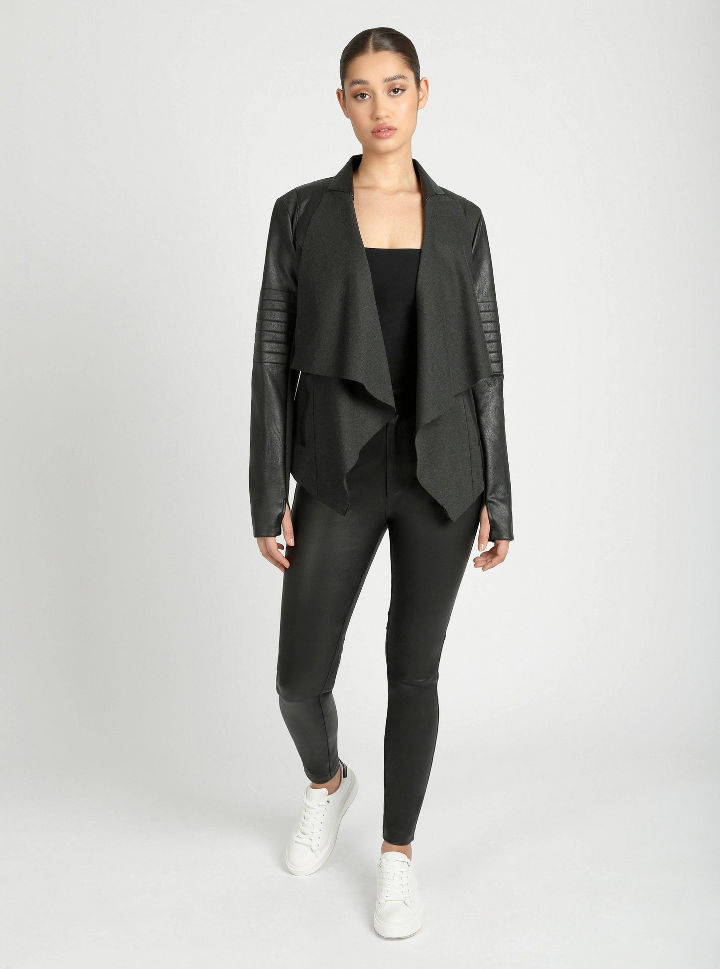 Drape Front Jacket - Heather Charcoal (F1 8/15-8/30): Heather Dark Charcoal / XL