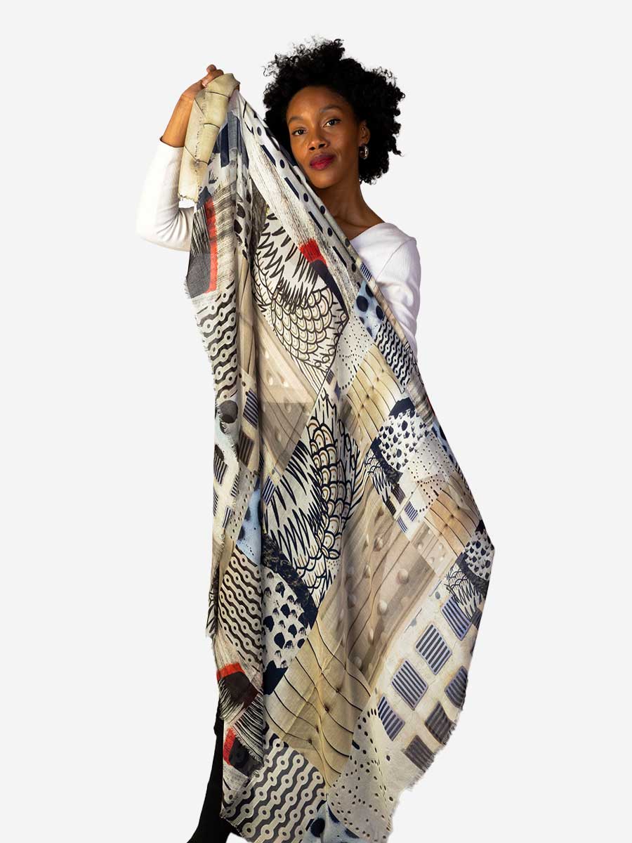 Silk-Modal Large Square Scarf - C'est La Vie