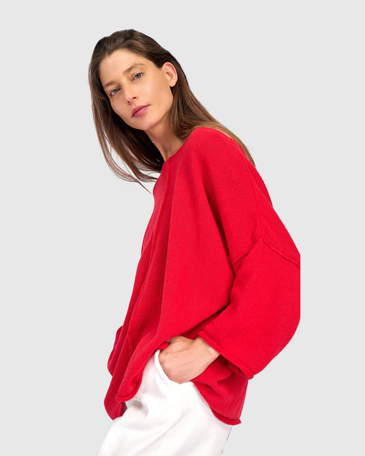 Attic Loose Sweater, Red: Red / ONE SIZE