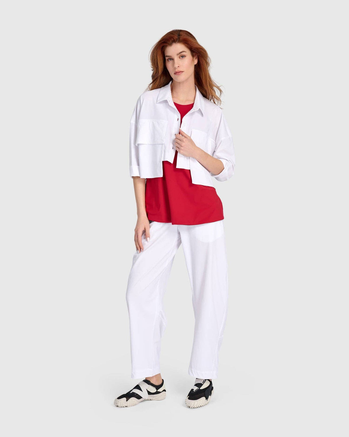 Tekbika Crop Utility Topper, White: White / 2 (US 8-10)