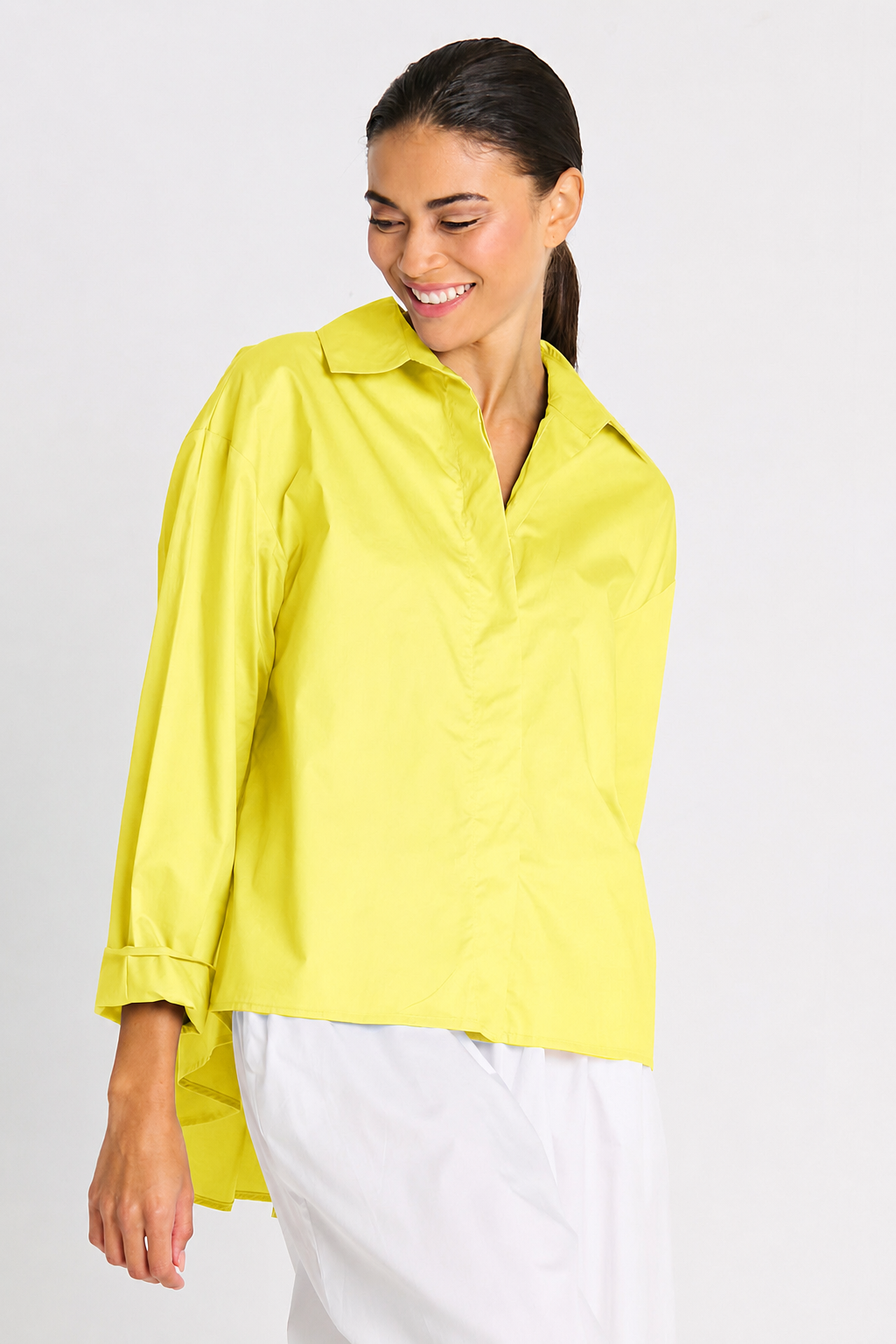 Cotton Swing Back Shirt - Citron: Citron