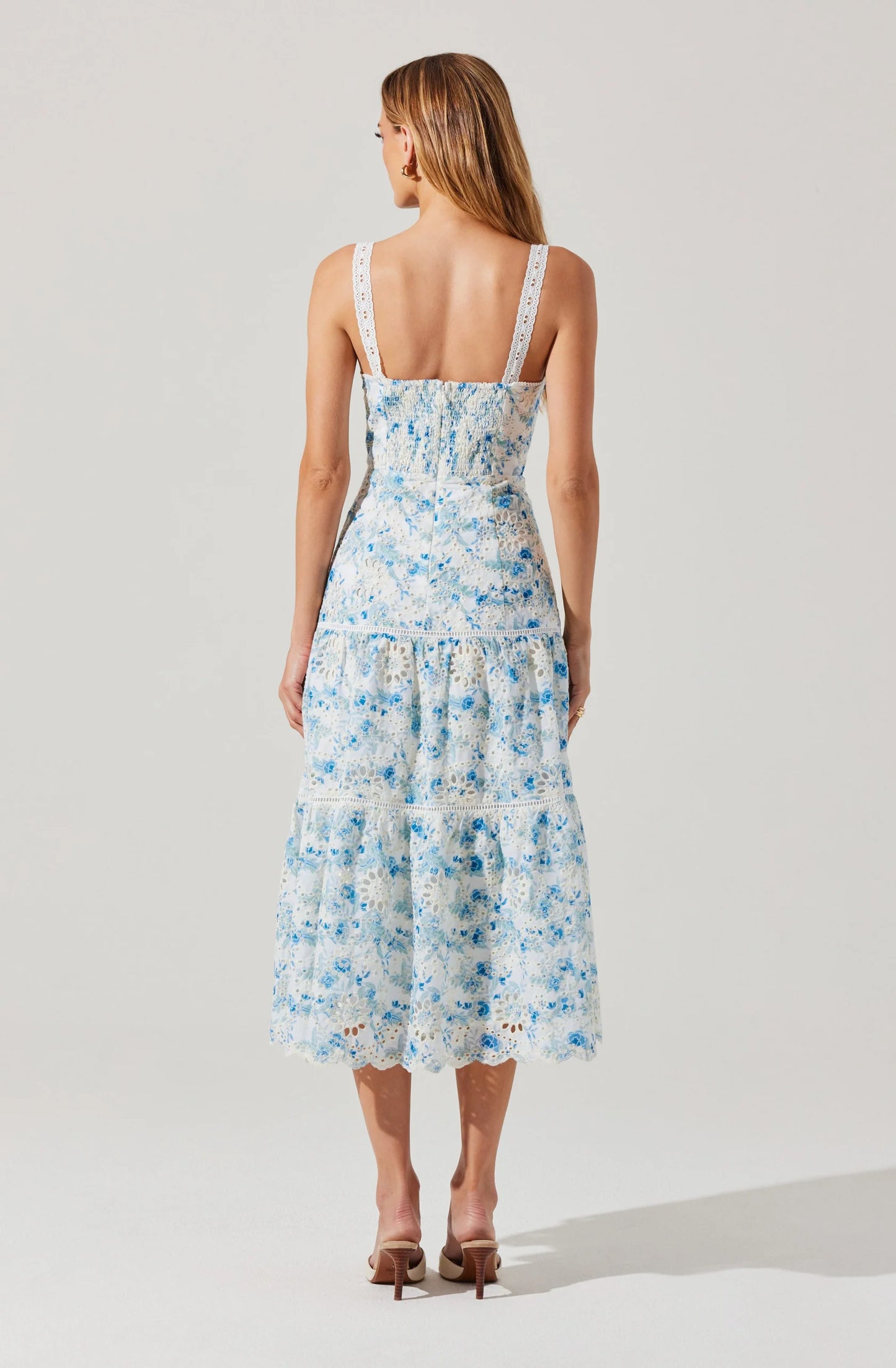 Pellagia Floral Eyelet Midi Dress ACDR102727 - ASTR
