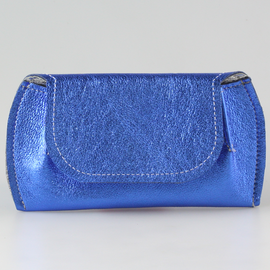 The Marla Sunglass Case: Metallics!: Silver Inside / Sapphire Outside