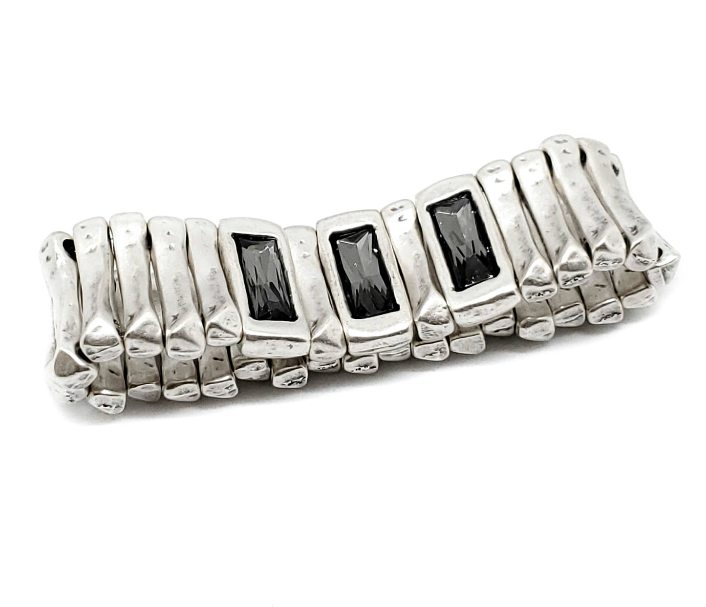 Handmade Pewter & Crystal Bracelet - NB2155 SMOKEY