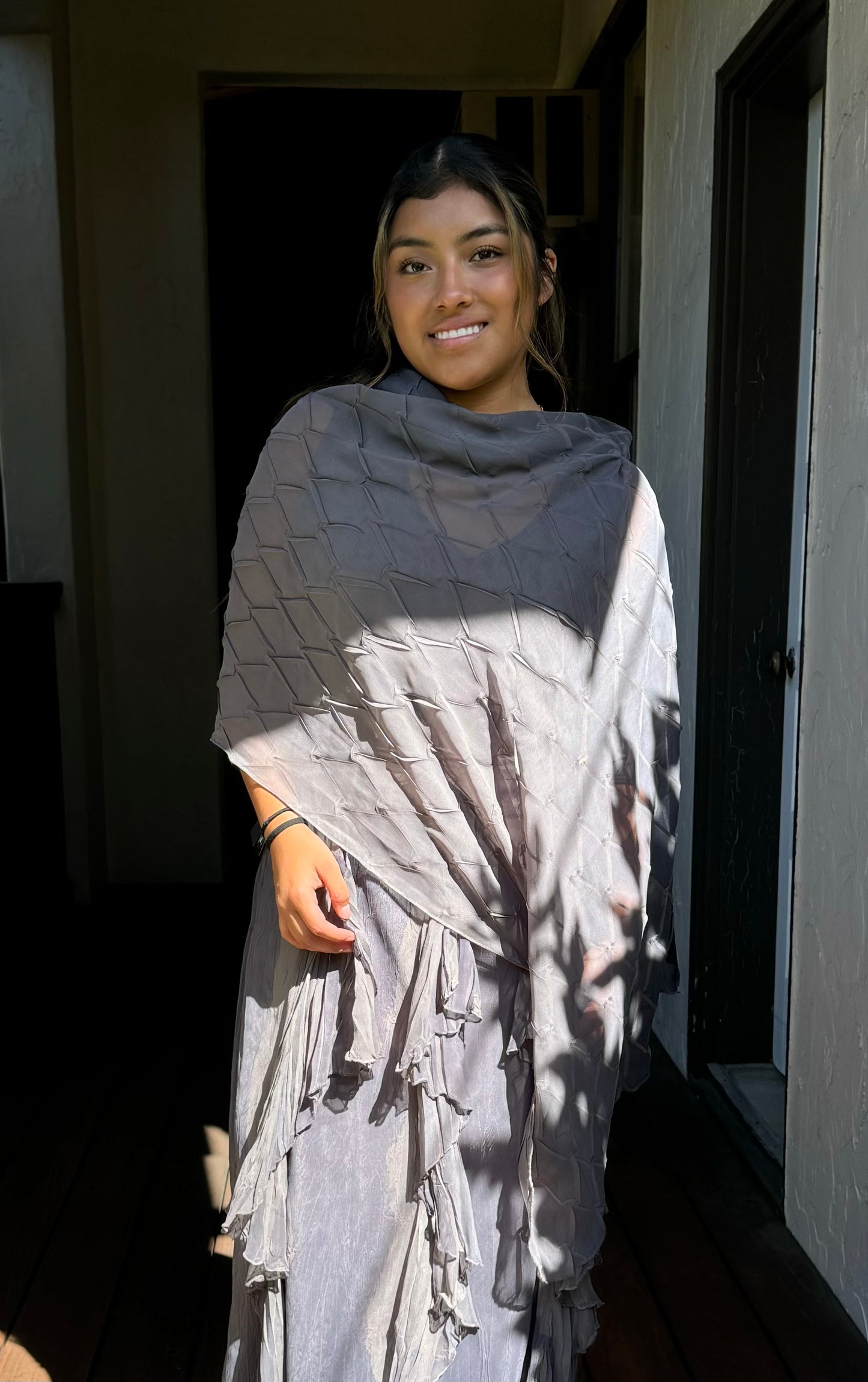 Short Sleeve Grey Long Dress - KOMAROV