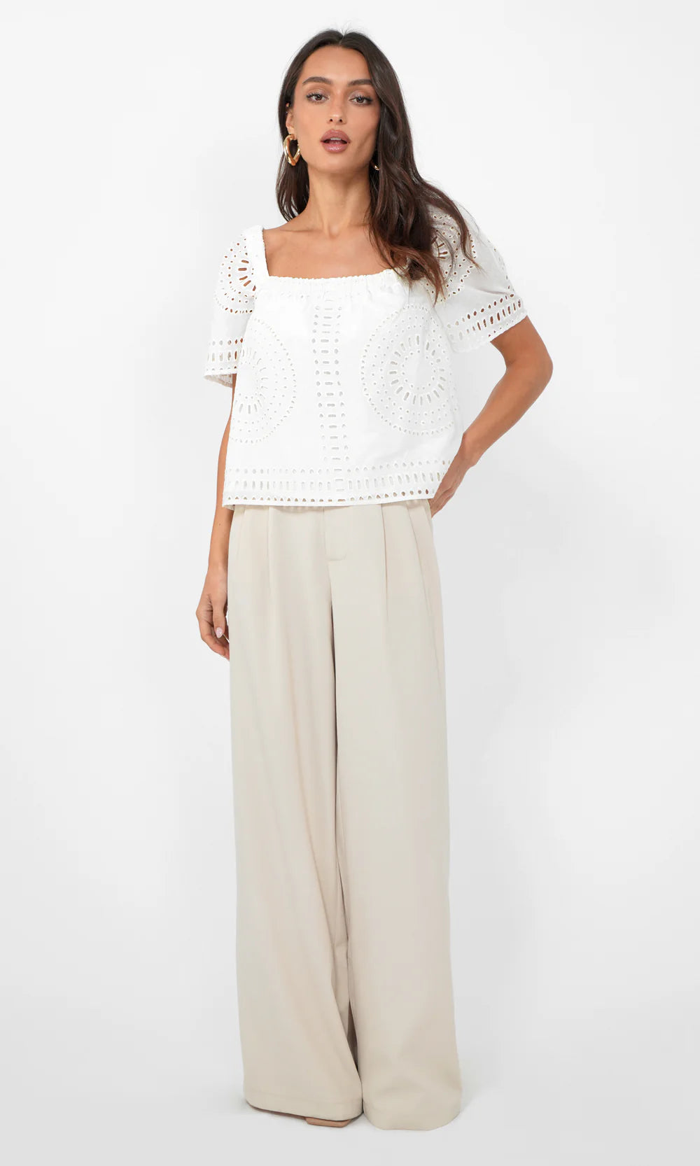 Sammy Eyelet Square Neck Top G254T7202 - GREYLIN
