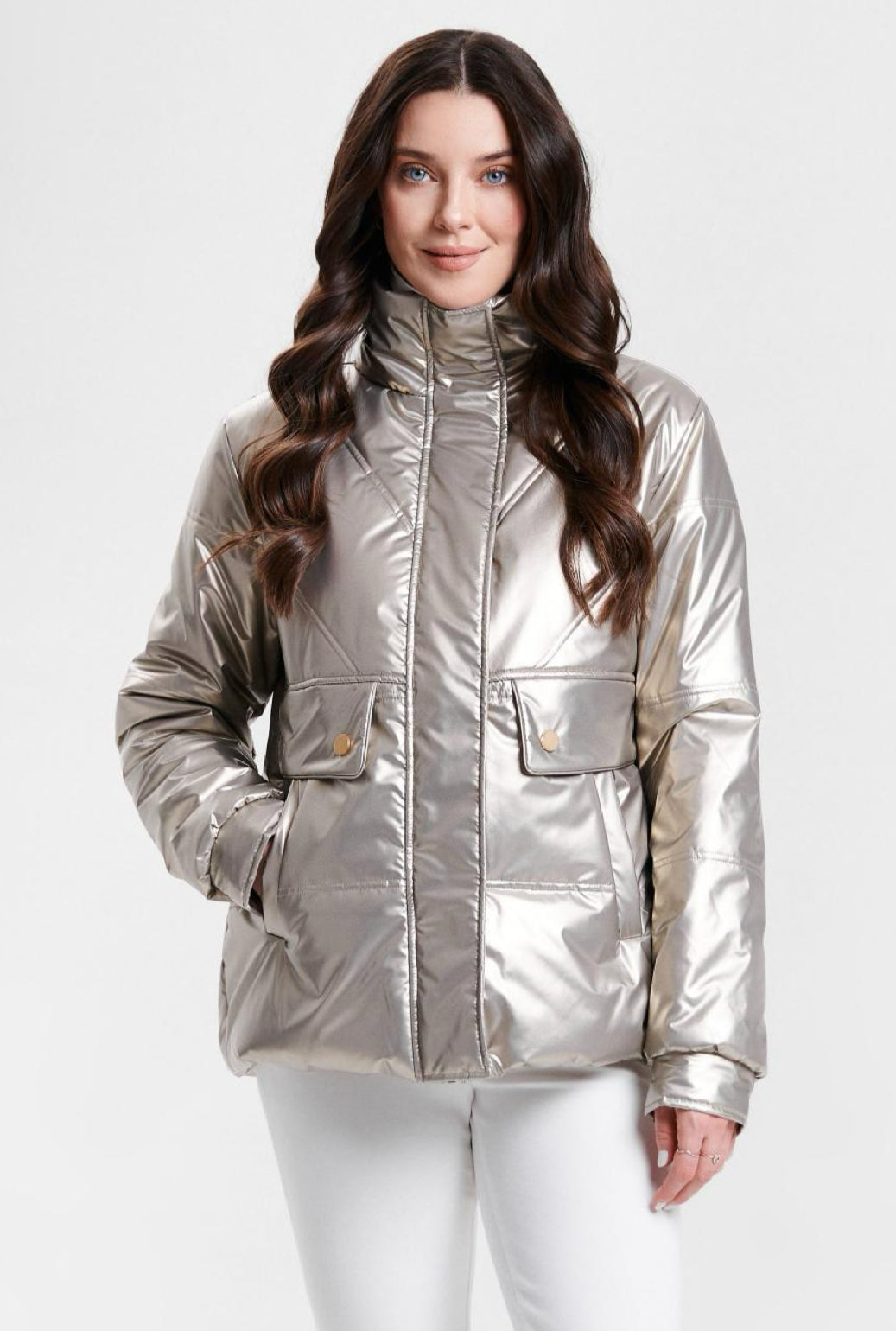 Metallic Puffer Jacket 8003-603 - Nikki Jones