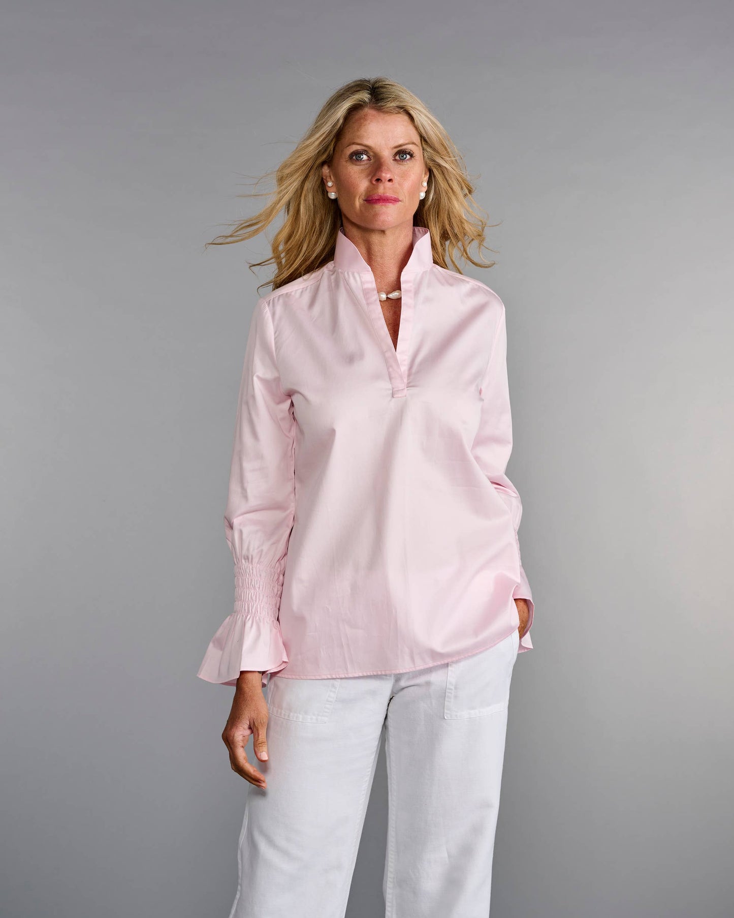 The Smocked Tunic in Ballerina Pink: Ballerina Pink / XS