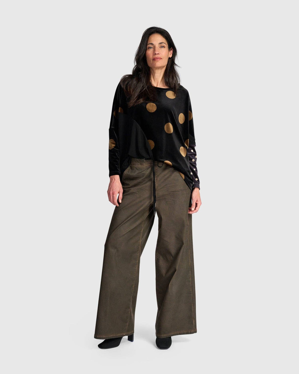 Everyday Velvet Curve Top, Black/Gold Dot: Eclipse / L (US 14-16)