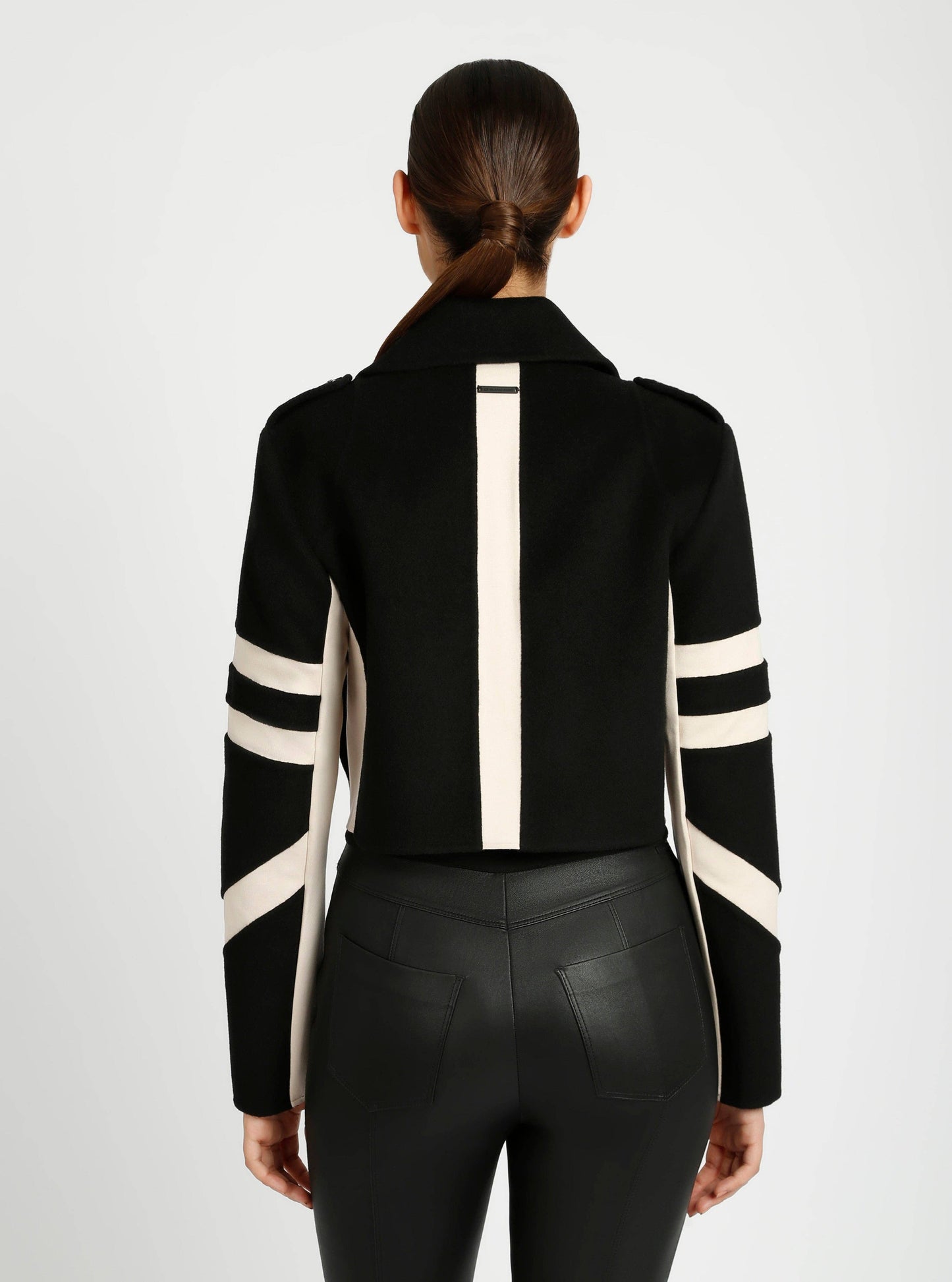 Handmade Wool Crop Jacket Black/Lt Camel (JLS) - Blanc Noir