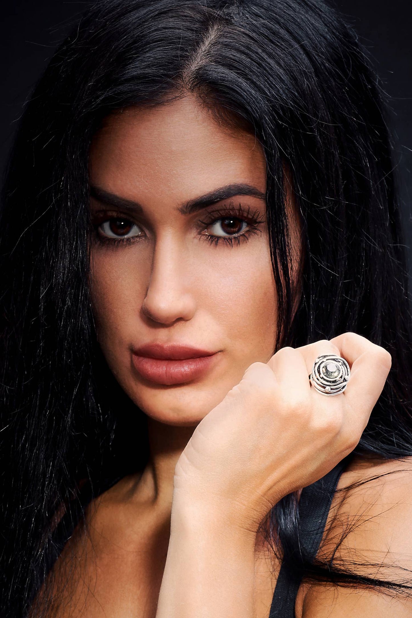 Handmade Crystal Brass Ring - 6839