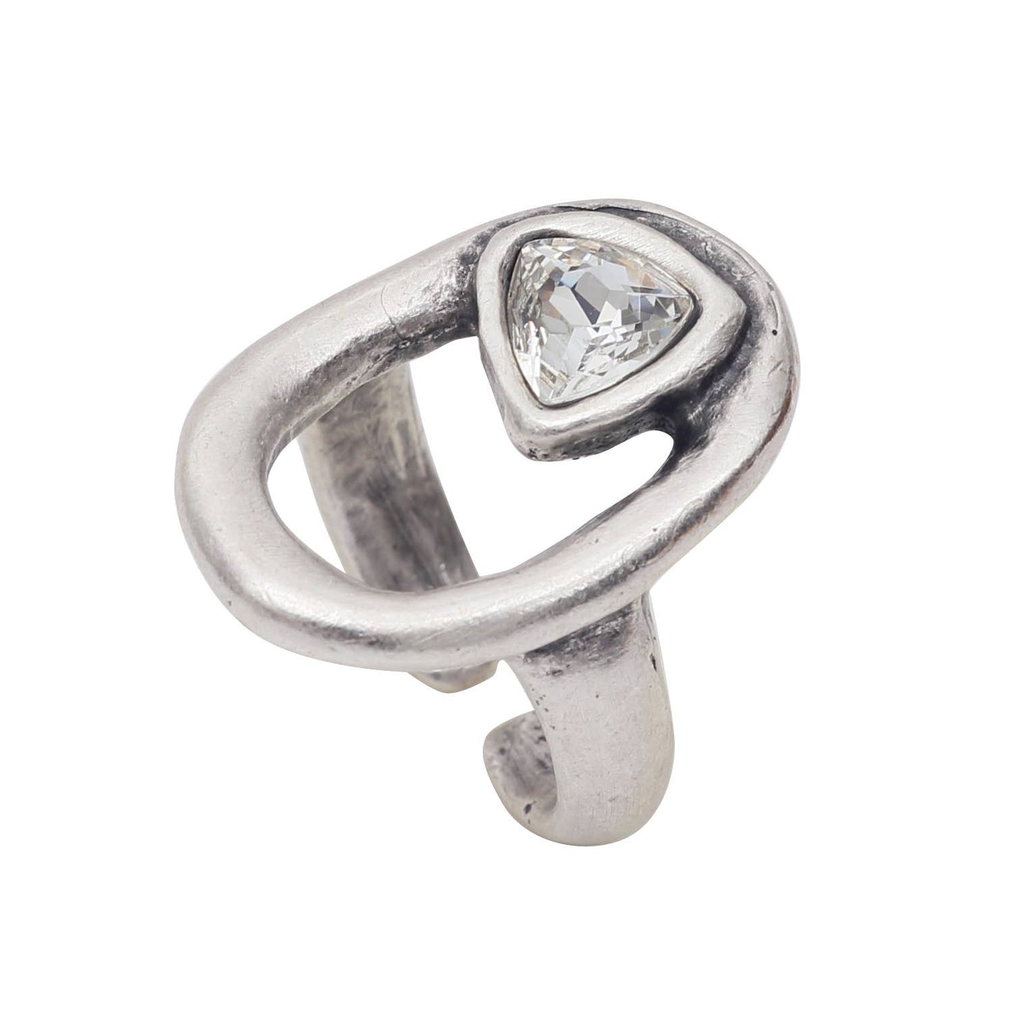 Handmade Clear Crystal Brass Ring - 6997