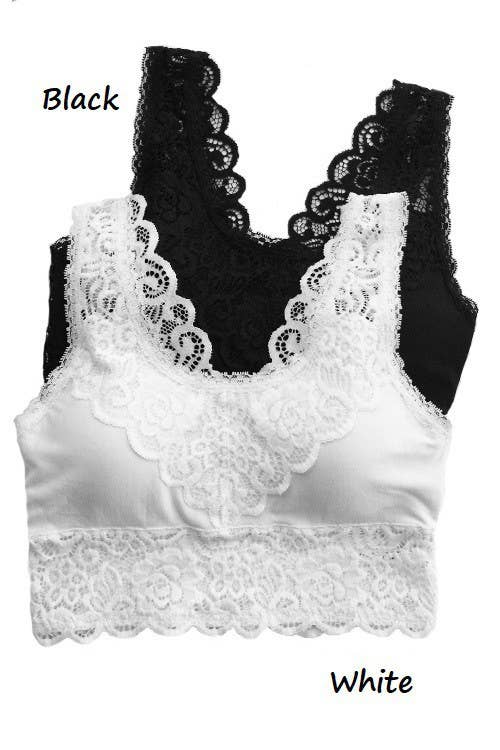 Plus Padded Lace Bralette: BLACK / 3-3 (1XL-2XL)