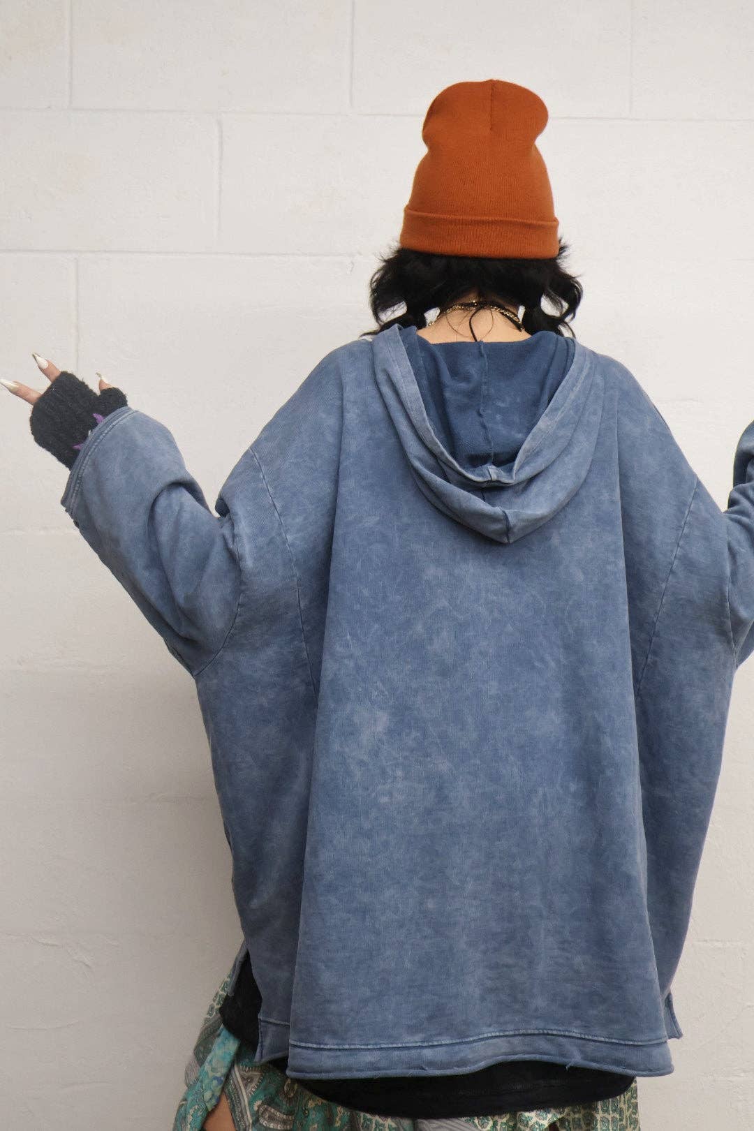 Kantha Bae Dream Pullover Hoodie - Washed Denim Boho Graphic: Default Title