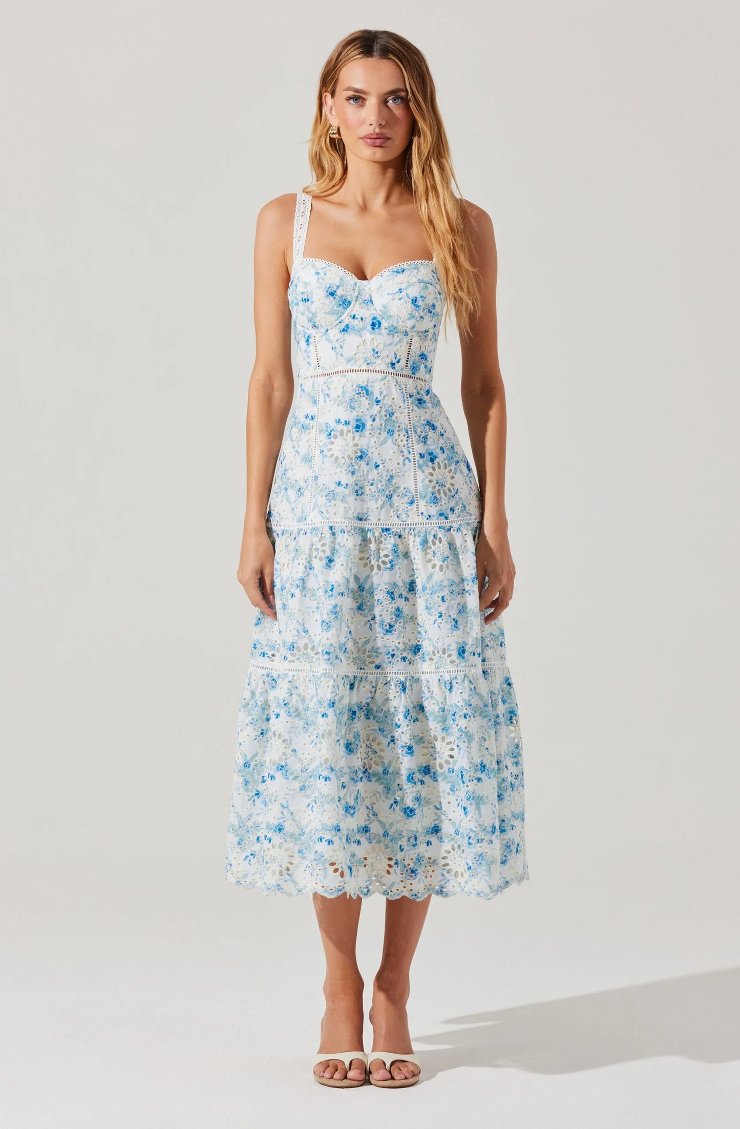 Pellagia Floral Eyelet Midi Dress ACDR102727 - ASTR