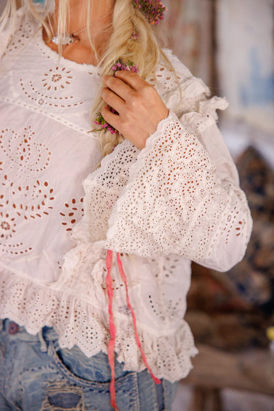 Hermione Eyelet Blouse 2194 - Magnolia Pearl