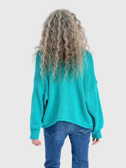 Slouchy Turquoise Cardigan AS43T - Alembika