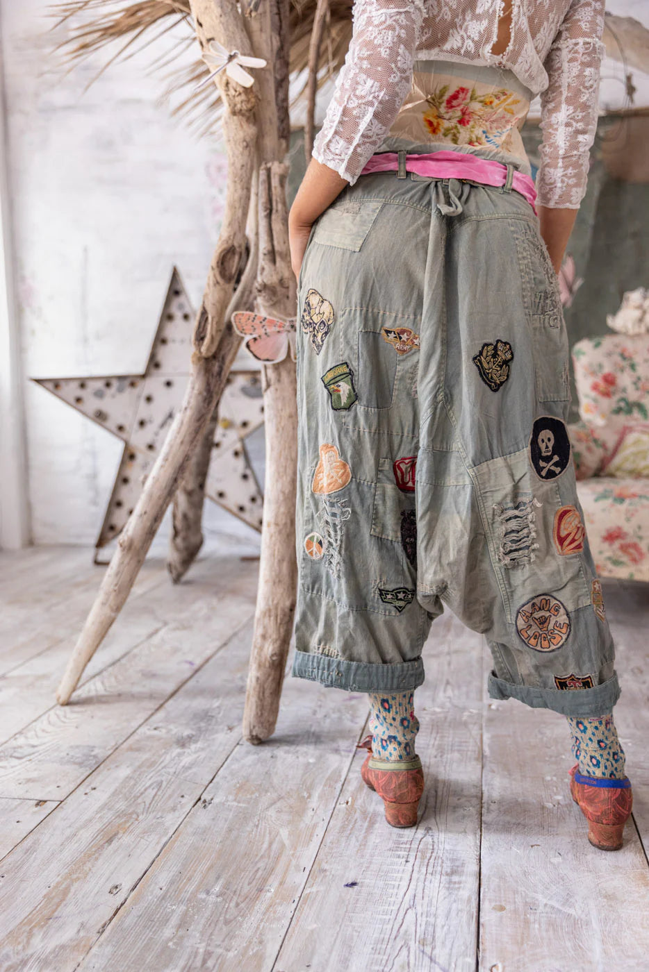 Embroidered Patch Joni Trousers 772 - Magnolia Pearl