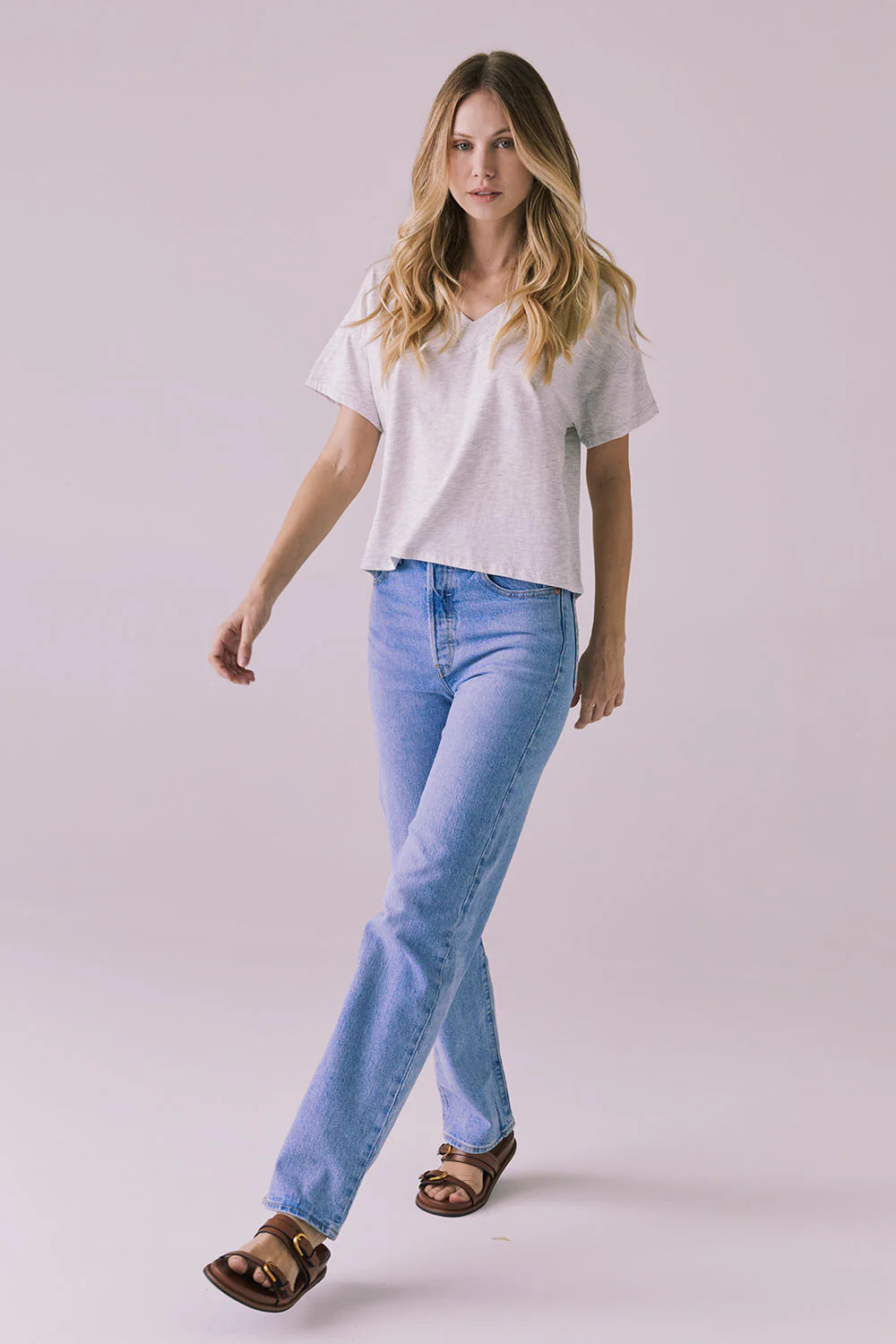Mazzy Light Heather Grey Tee CWA539 - CHASER