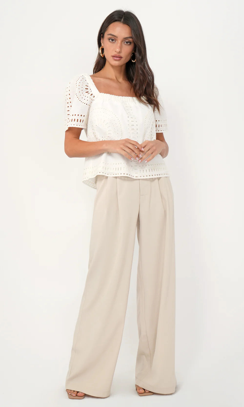 Sammy Eyelet Square Neck Top G254T7202 - GREYLIN