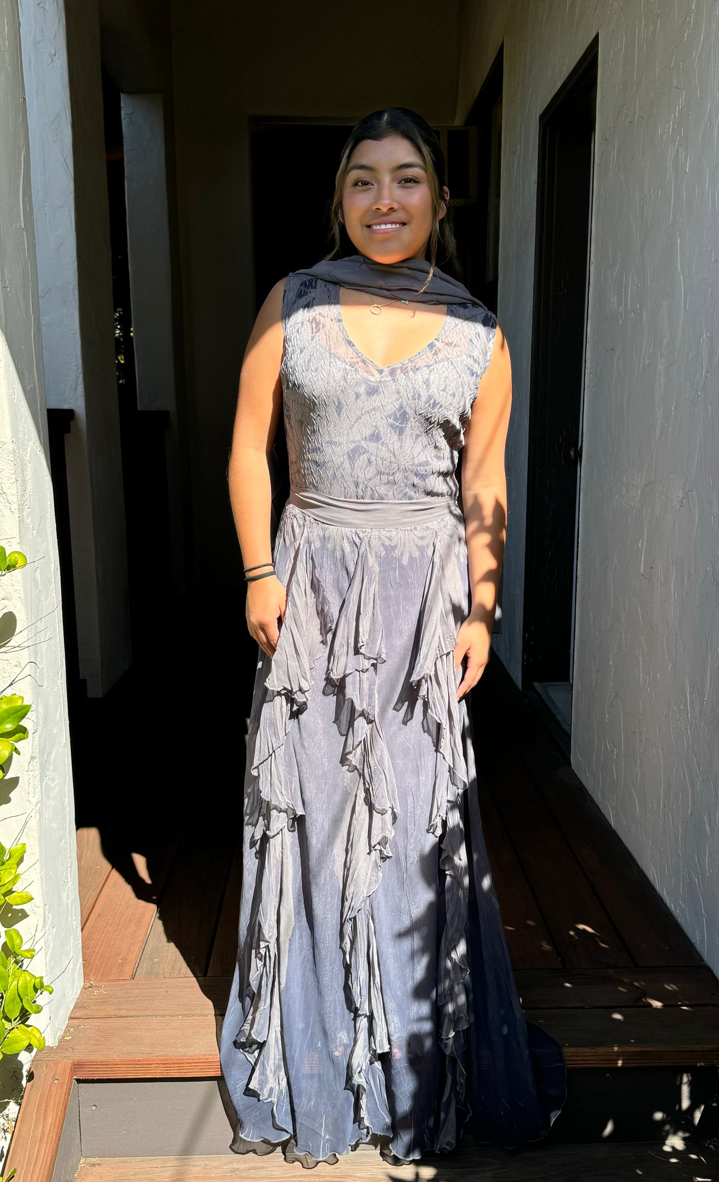Short Sleeve Grey Long Dress - KOMAROV