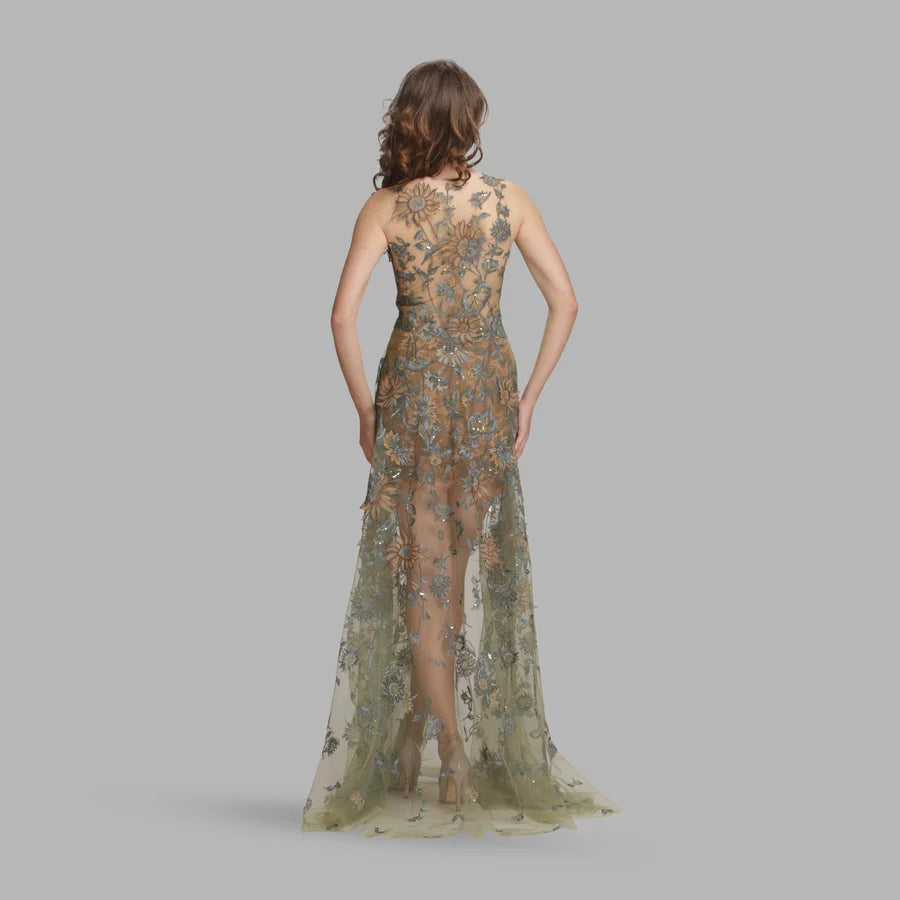 Elegant Floral Embroidered Evening Gown OY9397 - Olvi’s