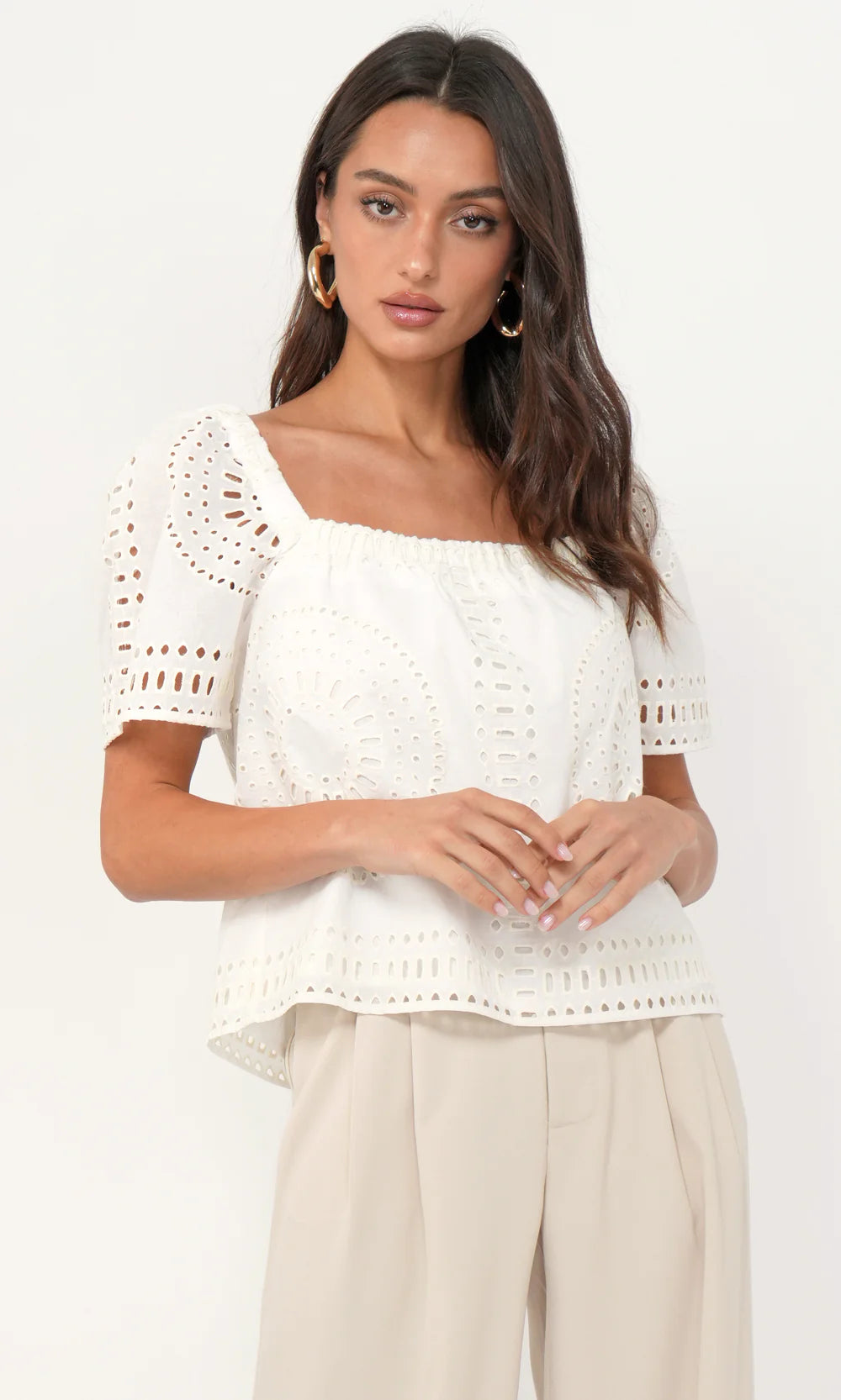 Sammy Eyelet Square Neck Top G254T7202 - GREYLIN