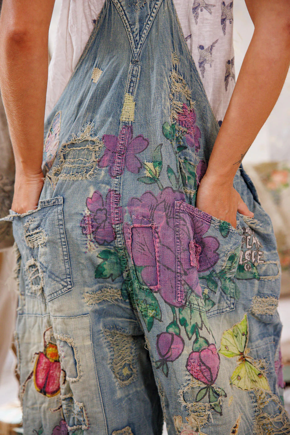 Night Garden Benjamin Wide Leg Overalls 149 - Magnolia Pearl