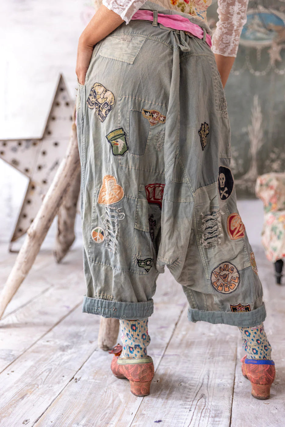 Embroidered Patch Joni Trousers 772 - Magnolia Pearl