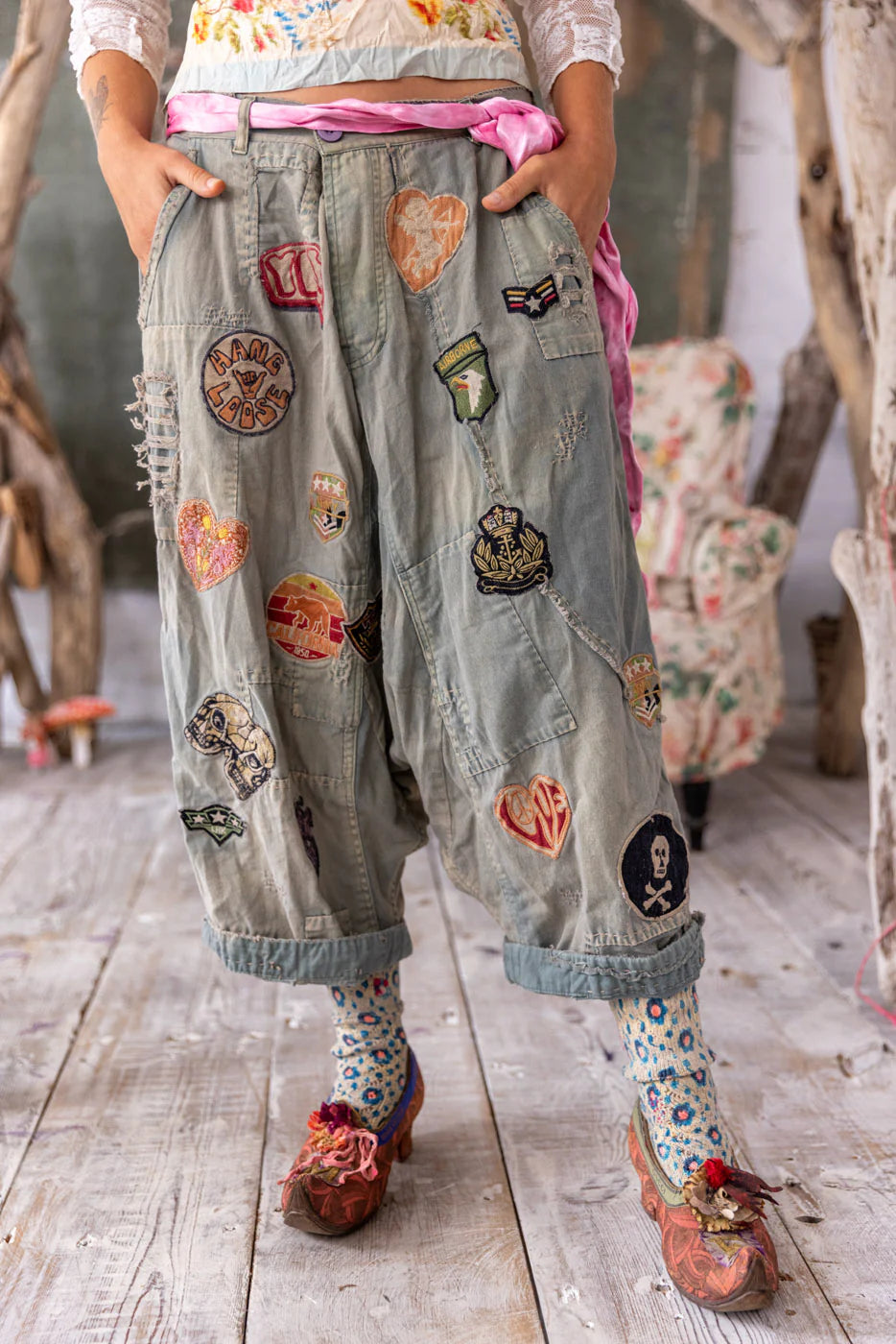 Embroidered Patch Joni Trousers 772 - Magnolia Pearl