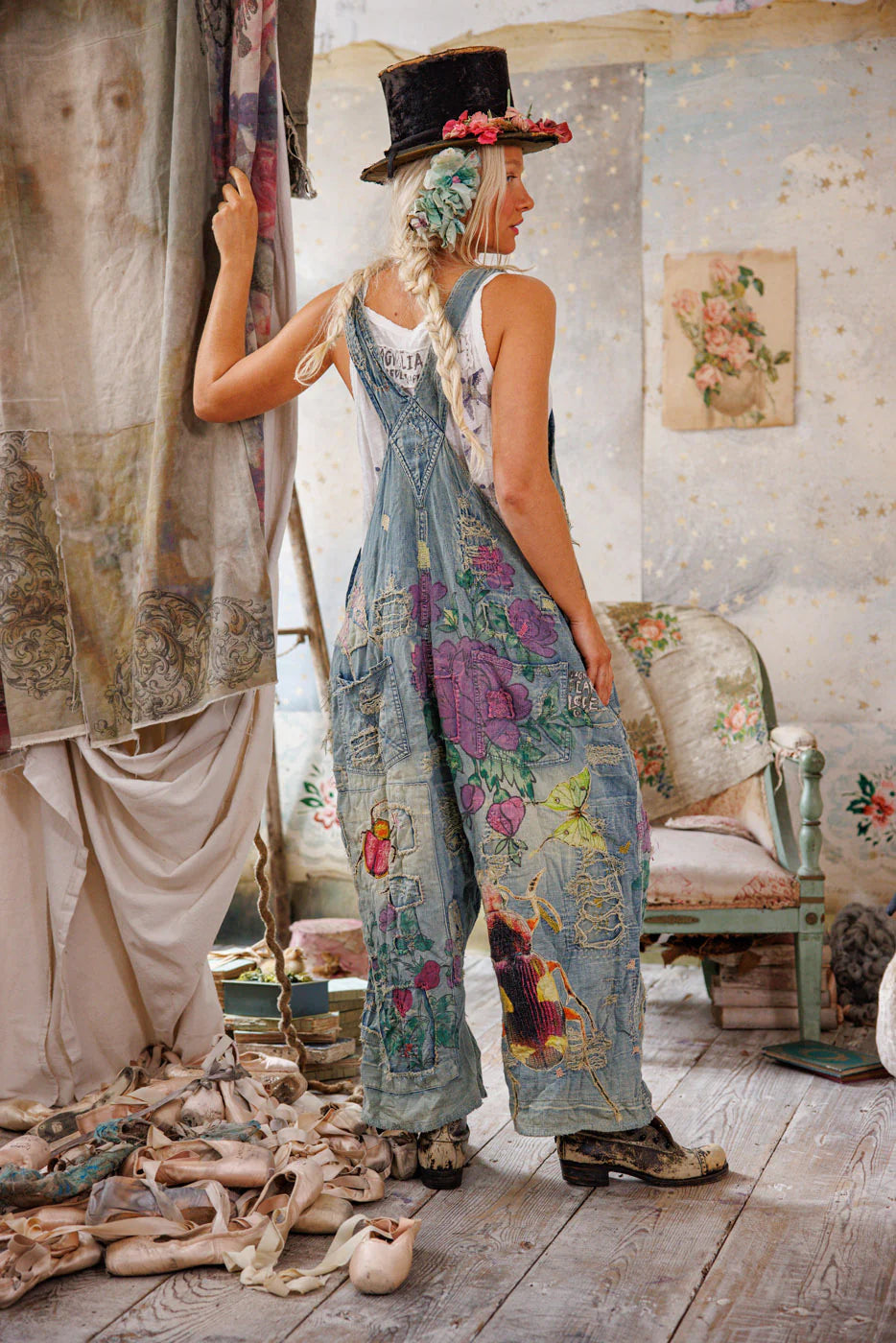 Night Garden Benjamin Wide Leg Overalls 149 - Magnolia Pearl