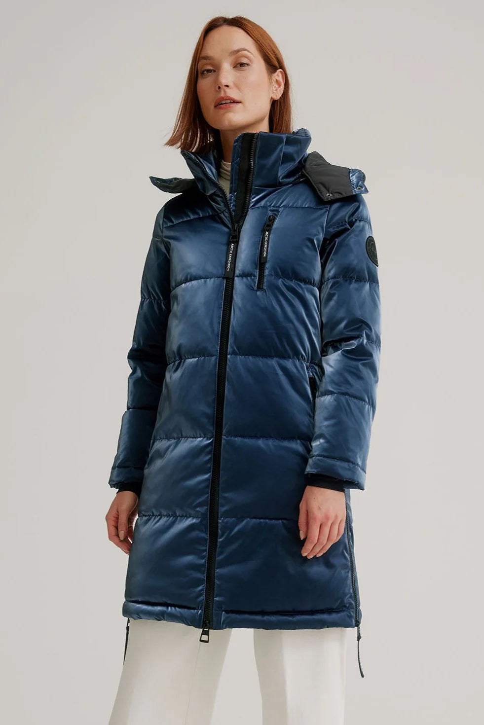 Iridescent Mid-Length Puffer Jacket K5287R-408 - Nikki Jones