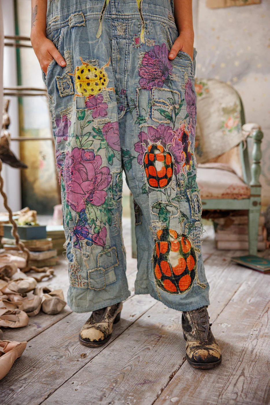 Night Garden Benjamin Wide Leg Overalls 149 - Magnolia Pearl