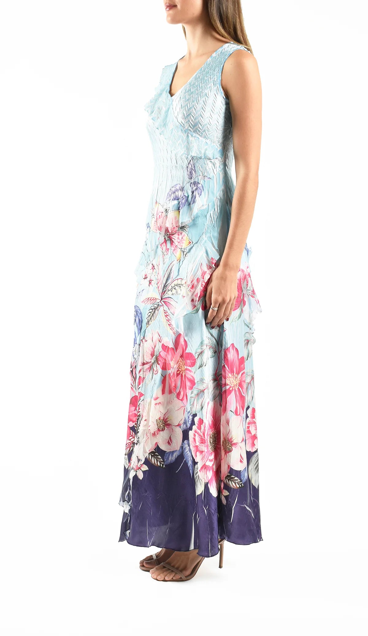 Sleeveless V-Neck Ruffle Dress CAP4409 - KOMAROV