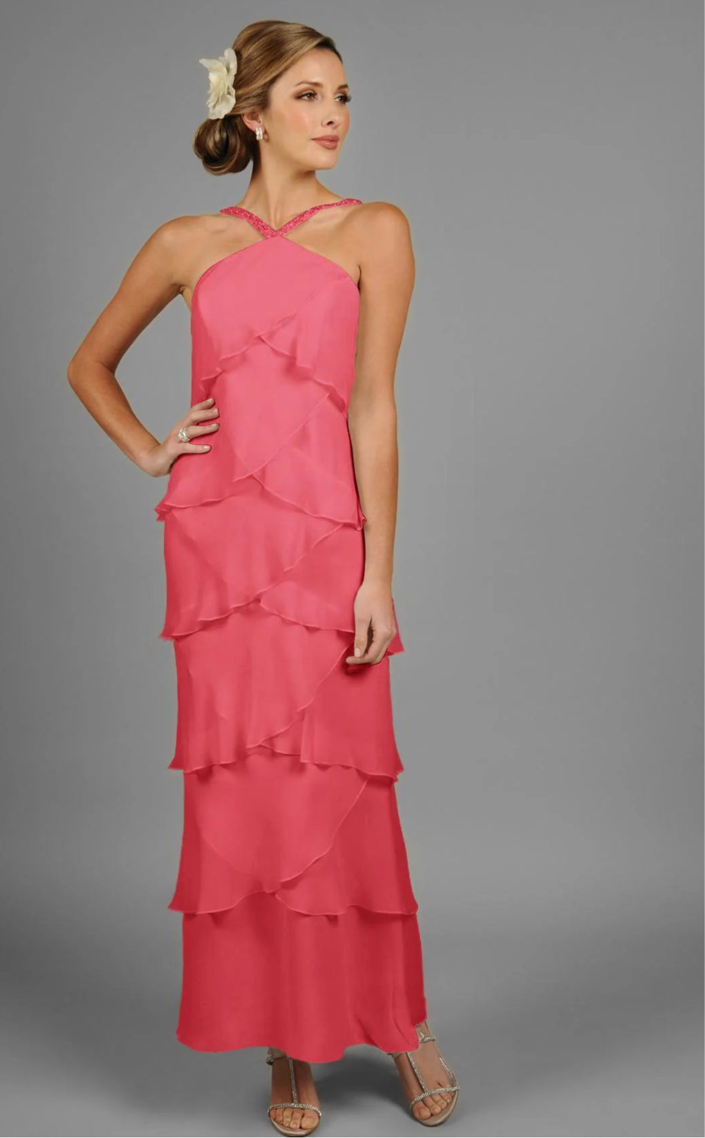 Beaded Halter Tiered Sheath Dress 3451 - Alexander By Daymor Alice Becker Inc Beaded Halter Tiered Sheath Dress 3451 - Alexander By Daymor Alice Becker Inc
