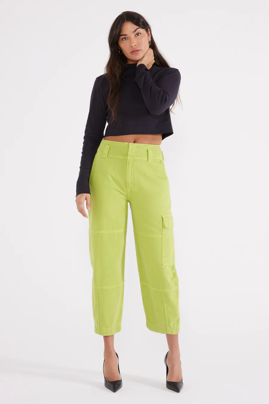 Juni Relaxed Cargo - Dark Citron