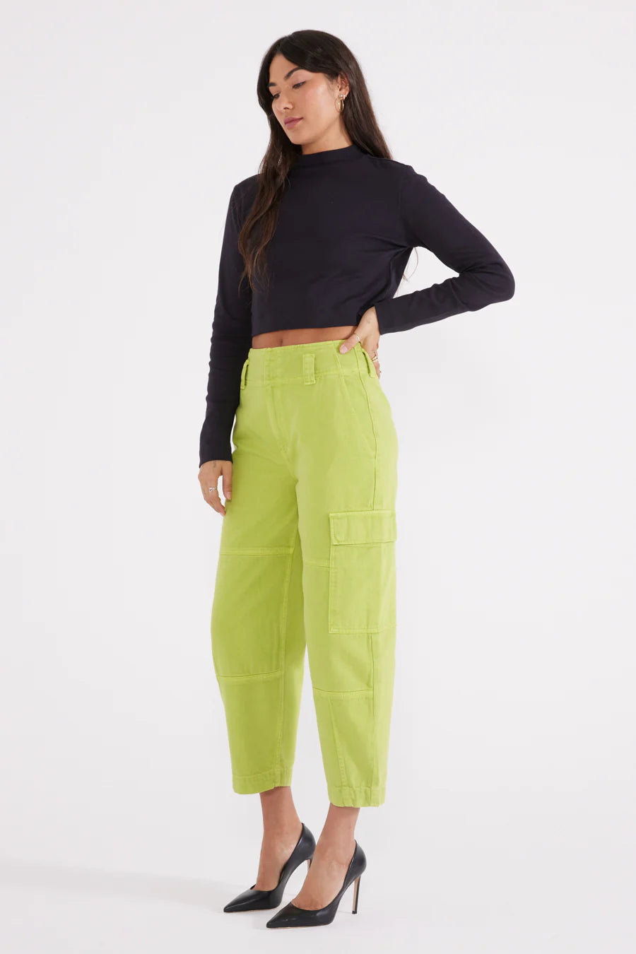 Juni Relaxed Cargo - Dark Citron