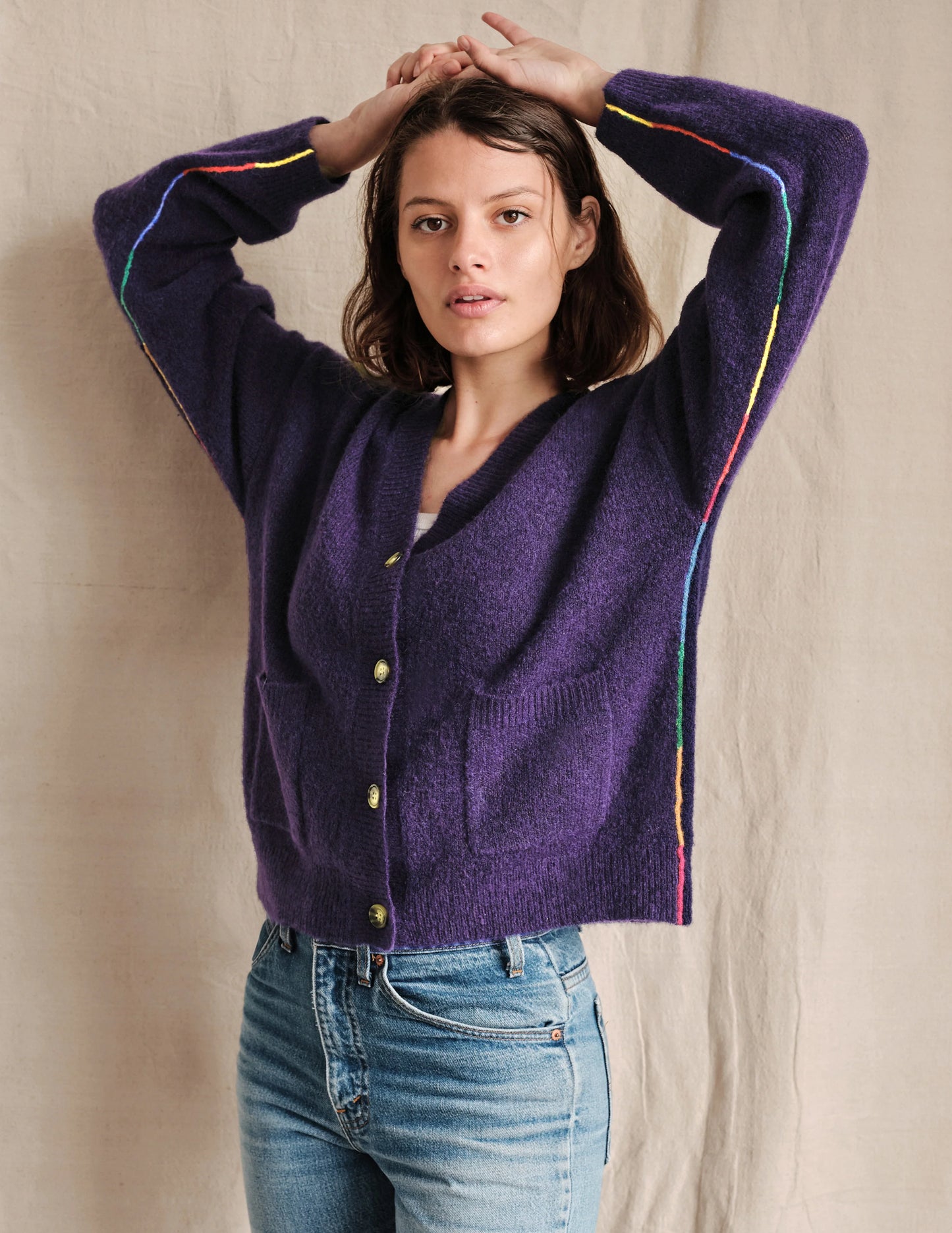 Rainbow Boxy Cardigan Y16A15 - Sundry
