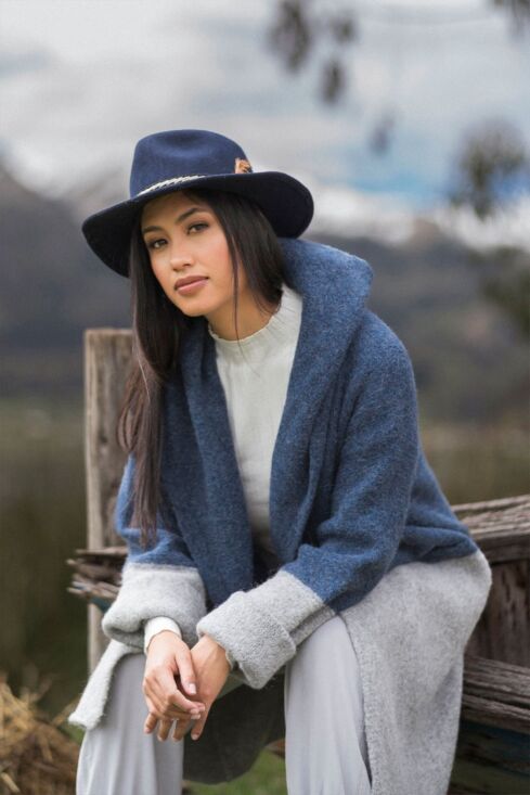 Barbara Alpaca Long Hooded Cardigan/Knitted Coat - Alpaca