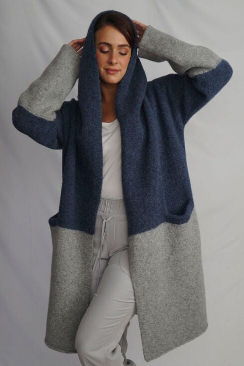Barbara Alpaca Long Hooded Cardigan/Knitted Coat - Alpaca