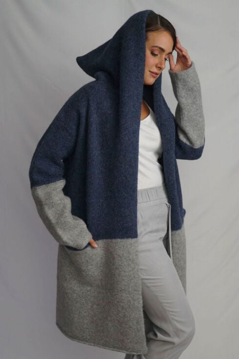 Barbara Alpaca Long Hooded Cardigan/Knitted Coat - Alpaca