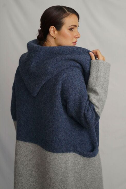 Barbara Alpaca Long Hooded Cardigan/Knitted Coat - Alpaca
