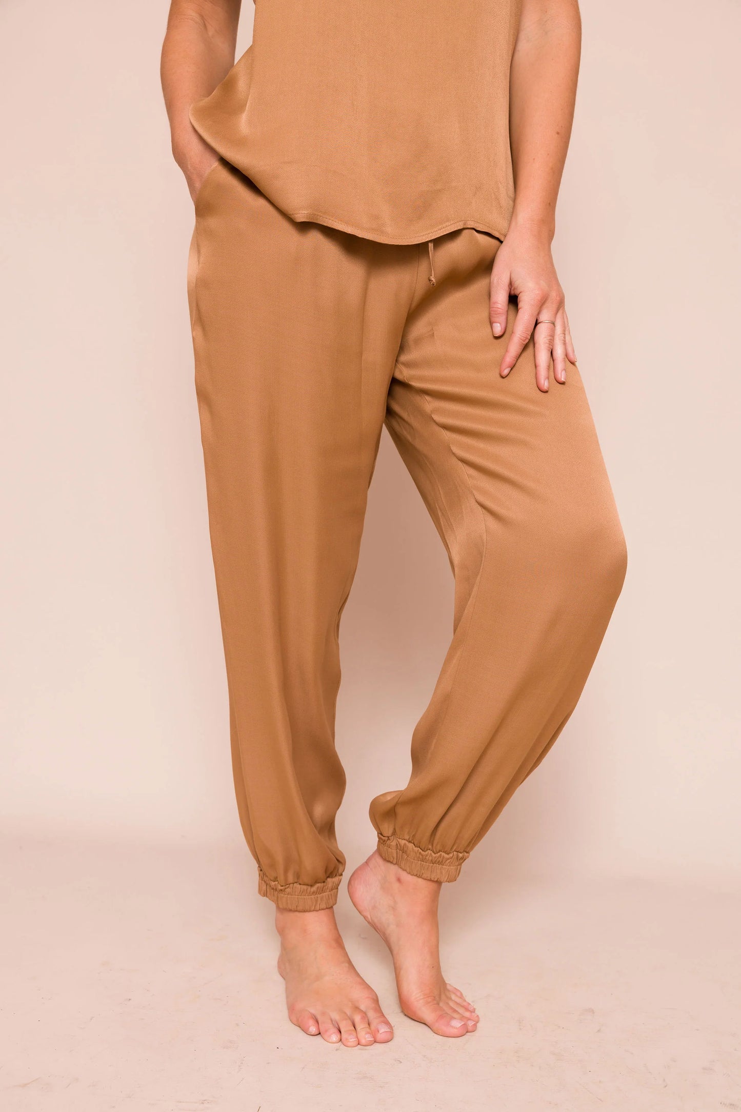 Rhonda Satin Cuffed Pants - Suzy D London