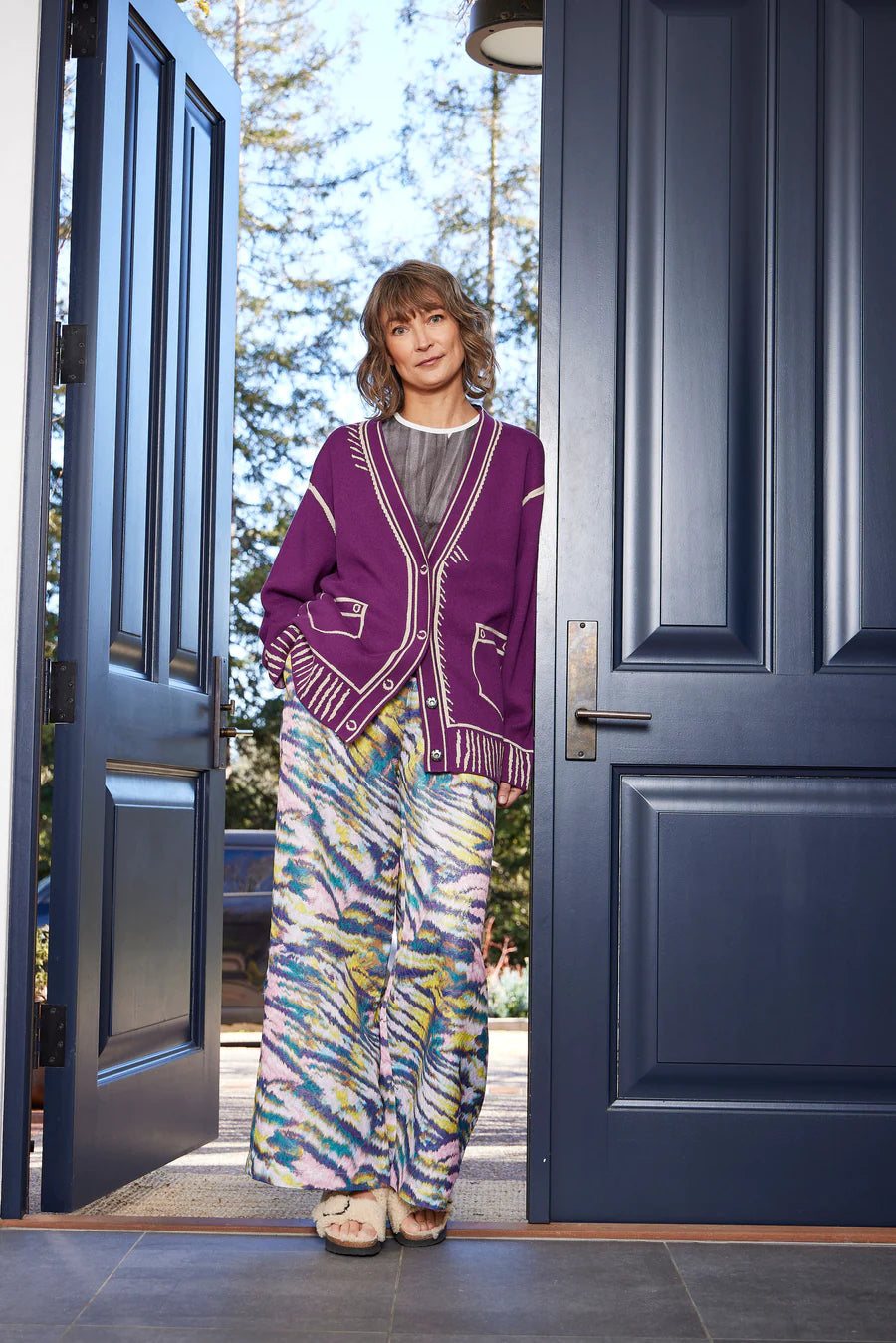 Purple Passion Trompe L'oeil Cardi - Purple Maroon