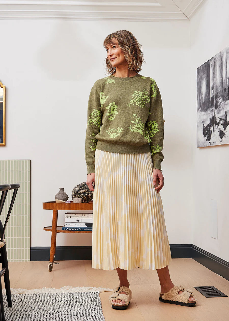 Olive Melange Lace Jacquard Sweater - Purple Maroon