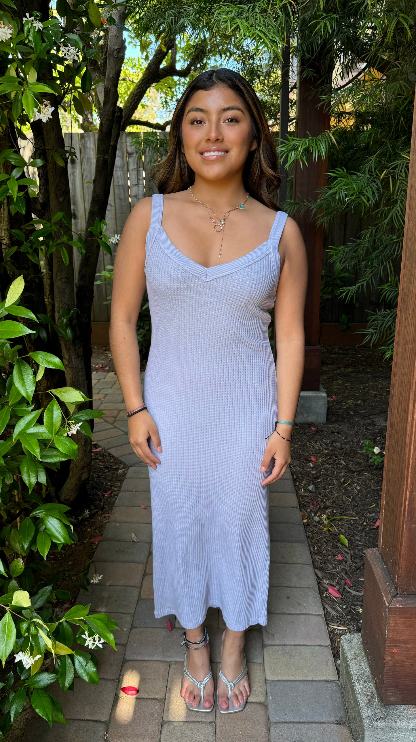 Mini Luxe Thermal V-Neck Midi Tank Dress A24-566-5493 - Stateside
