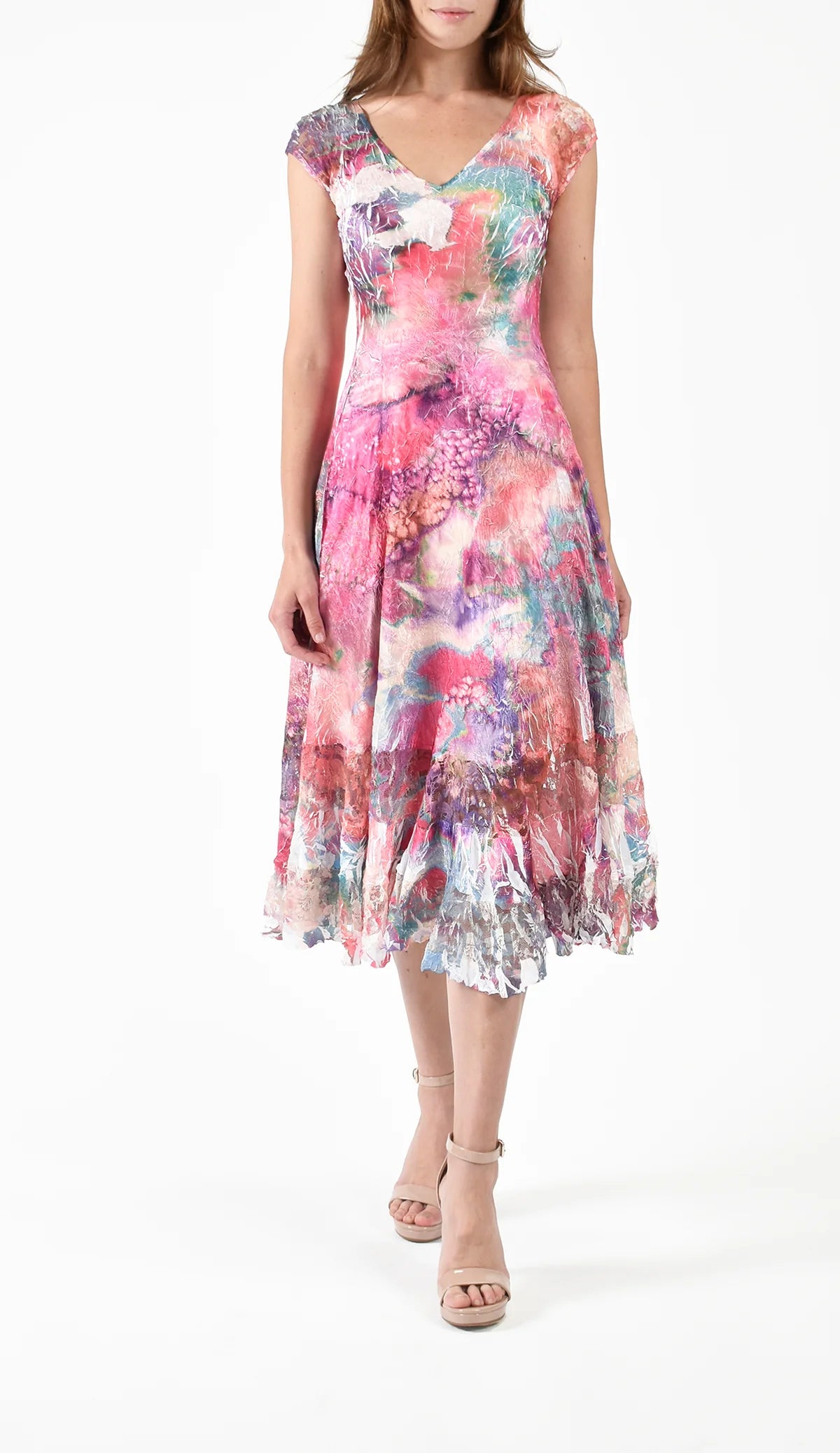 Cap Sleeve V-Neck Dress CLN2491 - KOMAROV